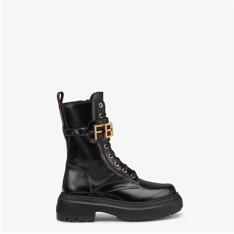 fendi black booties|fendigraphy black leather biker boots.